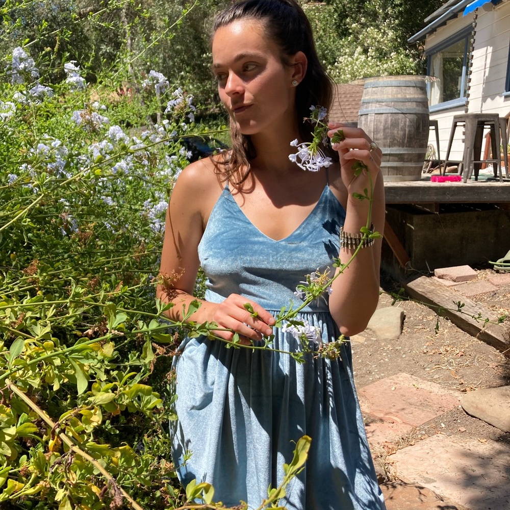 Forever 21 super soft ice-blue velvet party dress!